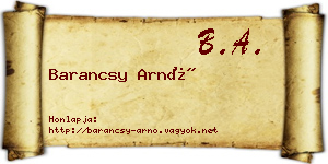 Barancsy Arnó névjegykártya